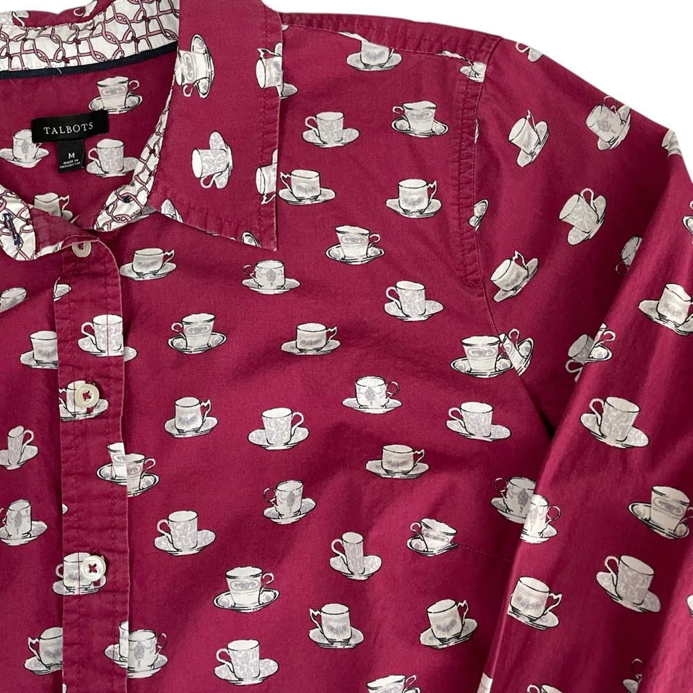 Talbots Burgundy Tea Time Button Front Shirt Tea … - image 6